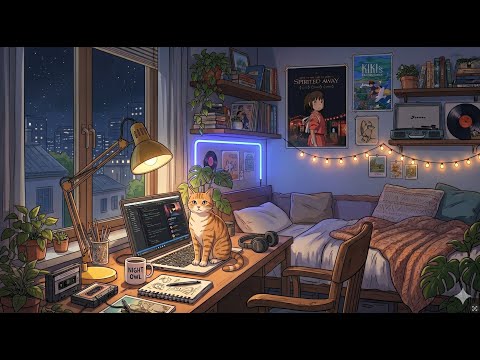🎧 Cozy Focus | Rainy Weekday Evening | Pomodoro 25/5 🌧️🐱